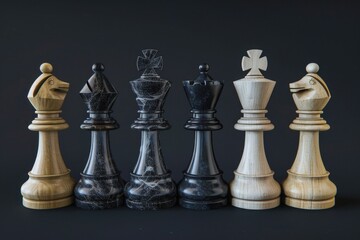Poster - A group of chess pieces sitting next to each other on a board