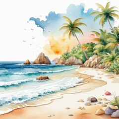 Wall Mural - Tropical Beach With Palm Trees