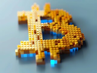 Poster - In this concept, numbers turn into golden bitcoin signs.
