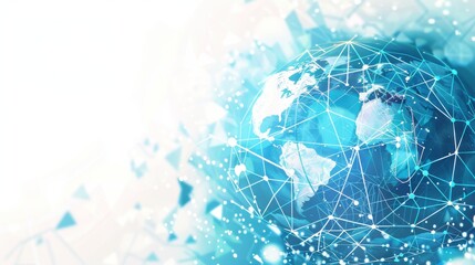 Poster - Industrial revolution on futuristic hud with globe and blockchain polygon peer-to-peer network. Industrial revolution and global cryptocurrency blockchain business banner concept.