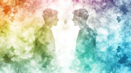 Two Silhouettes in a Watercolor Dream