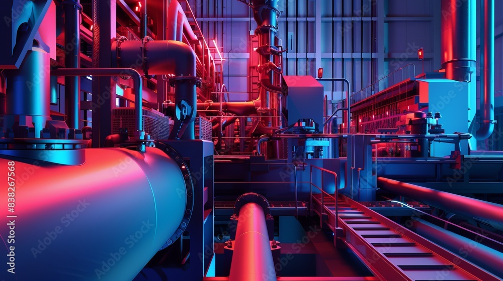 Factory Scheme Industrial production of trans fats, factory scene, side view ...
