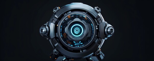Poster - abstract design of a sci-fi sphere cyborg robot. background for cyber security. three-dimensional il