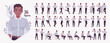 © andrew_rybalko - Young dark skinned brunette man, handsome businessman, smart office wear character set, professional business bundle. Cute male work poses, emotions, manager workspace situations. Vector illustration