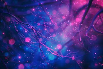 Poster - An illustration showing the flow of quantum information. Concept of artificial intelligence, deep learning, big data algorithms, and big data visualization for business, science, and technology.
