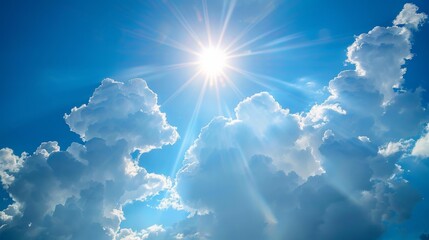 Wall Mural - clouds in the sky with the sun and sunlight sending out beams of light