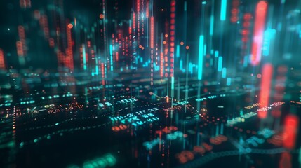 Poster - An AI-generated candle stock graph of the Forex market in the background of a trade chart.