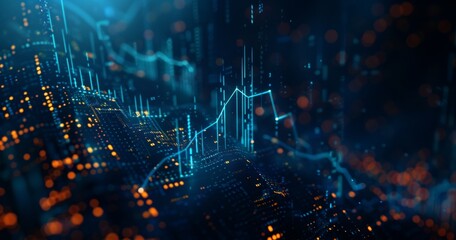 Poster - Stock market growth graphs, digital financial chart indicators.