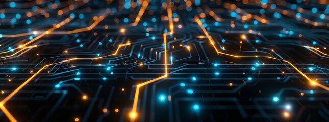 Poster - Various abstract background with illuminating fiber optics, quantum computing network system, electronic global intelligence