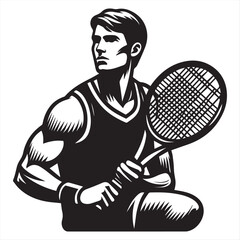 Wall Mural - Badminton player, vector silhouette