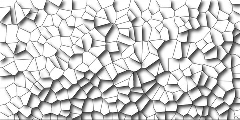 Poster - Abstract Black & White Broken Stained 3d shapes Geometric Retro tiles pattern. Quartz glass natural fragment with crack floor light design. 