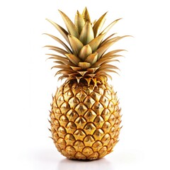 Wall Mural - Golden Pineapple Isolated on White Background. Generative AI