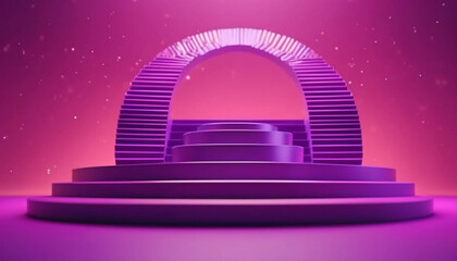 Wall Mural - Purple round 3d podium for product display on pink background. 