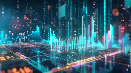 Poster - Financial data document graph chart report statistic marketing research development planning management strategy analysis accounting. Financial business technology hologram concept