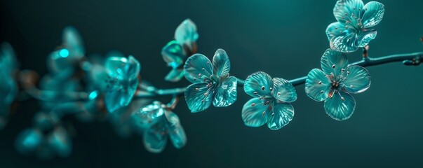 One kind of flower in an abstract fantasy is a broken blue crystal chrysanthemum, with a winter backdrop in 3D.