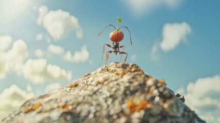 Wall Mural - climber on top of mountain