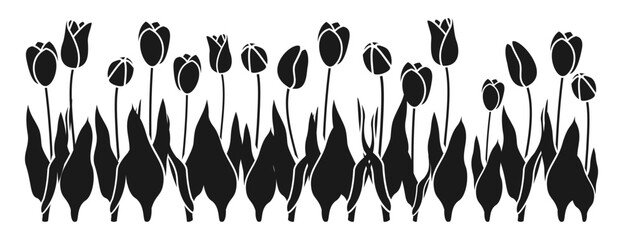tulips vector set. tulips garden vector illustration isolated on white background.