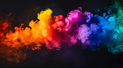 Poster - Gothic Rainbow smoke, negative space, isolated on black background, advertising photoshoot, pride month LGBTQIA theme