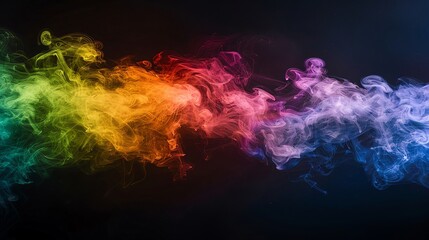 Wall Mural - High Contrast Rainbow smoke, negative space, isolated on black background, advertising photoshoot, pride month LGBTQIA theme