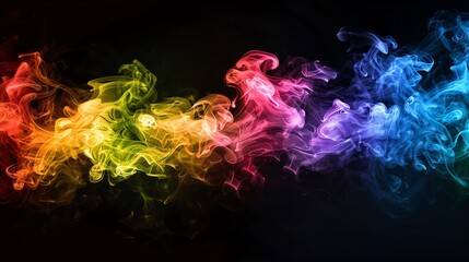 Wall Mural - Steampunk Rainbow smoke, negative space, isolated on black background, advertising photoshoot, pride month LGBTQIA theme