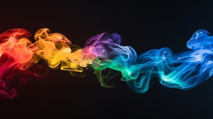 Wall Mural - Swirling Vortex Rainbow smoke, negative space, isolated on black background, advertising photoshoot, pride month LGBTQIA theme