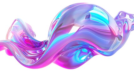 Poster - Abstract colorful wave with vibrant pink, blue, and purple hues. Perfect for backgrounds, digital art, and presentations.