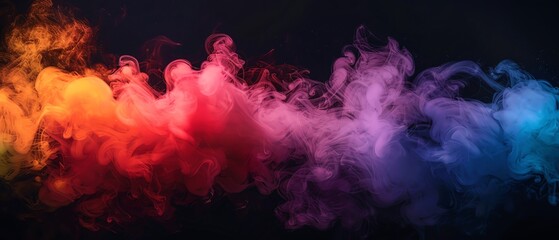 Poster - Vintage Style Rainbow smoke, negative space, isolated on black background, advertising photoshoot, pride month LGBTQIA theme