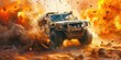 © jambulart - Armored Vehicle Amidst Explosions