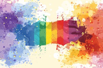 Wall Mural - Rainbow handprint with splashes of color on a white background symbolizing creativity pride and diversity in a vibrant digital illustration Perfect for LGBTQ+ themes