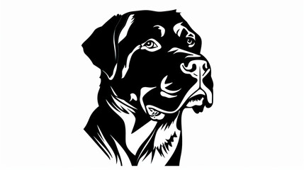 Wall Mural - Simple, clear, beautiful arts and crafts artisanal stencil print style illustration of Rottweiler dog isolated, white background. Stencilled graphic design, modern, minimalist, black and white, card