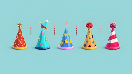 Wall Mural - party hats set