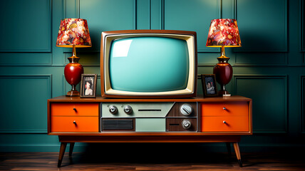 Retro old television with 90's concepts