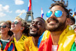 © PixelArtist - International fans from different countries celebrate the 2024 Olympic Games together in Paris.