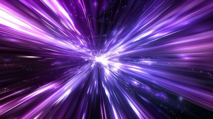 Wall Mural - futuristic warp speed effect with vibrant purple and icy blue streaks leading towards a bright centr