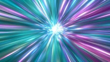 Wall Mural - dynamic light streaks in pale green and purple sapphire converge into a bright central point in a sc