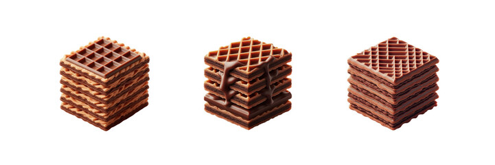 Poster - Set of Chocolate wafer isolated over on transparent white background