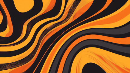 Wall Mural - Orange and Black retro groovy background presentation design