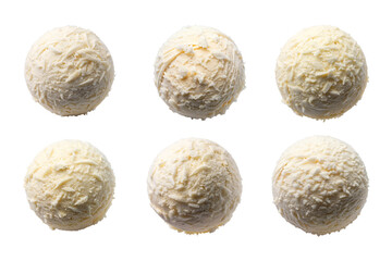 Collection of PNG. Coconut ice cream ball isolated on a transparent background.