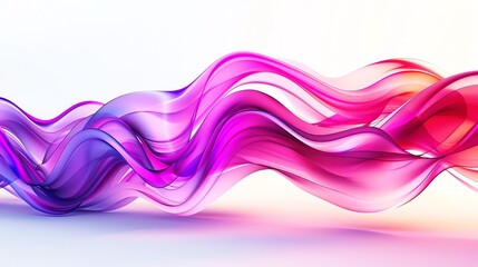 Poster - Vivid abstract waveforms in purple and pink hues blending seamlessly on a white background, representing fluidity and motion.