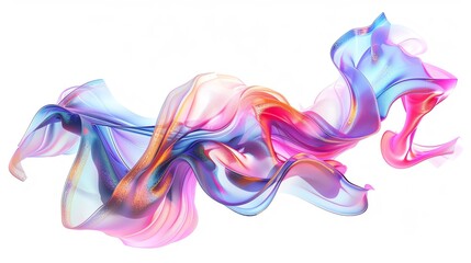 Poster - Colorful abstract wave design with flowing lines and gradients, blending vibrant hues of purple, pink, and blue on a white background.
