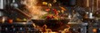 © Ilia Nesolenyi - A chef expertly tosses colorful vegetables in a sizzling wok over an open flame, creating a vibrant and delicious stir-fry dish