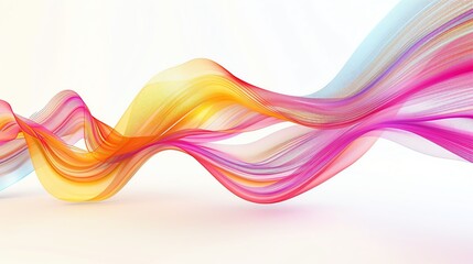 Poster - Colorful abstract wave design with vibrant flowing curves on a white background, perfect for modern digital art and creative projects.