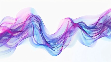 Poster - Abstract colorful waves in blue and pink tones flowing against a white background, creating a dynamic and vibrant visual effect.