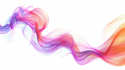 Poster - Abstract colorful smoke wave design on white background, perfect for modern and artistic concepts, presentations, and digital artwork.