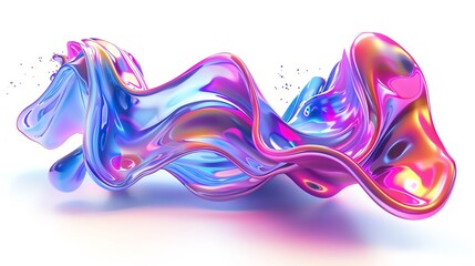 Poster - Vibrant abstract liquid splash in vivid colors, forming a dynamic, fluid, and captivating digital art shape on a white background.