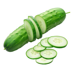 Wall Mural - Fresh green cucumber isolated on transparent background.