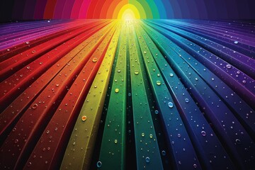 Wall Mural - Rainbow rays with a glowing center symbolizing hope and positivity in a vibrant and dynamic digital illustration