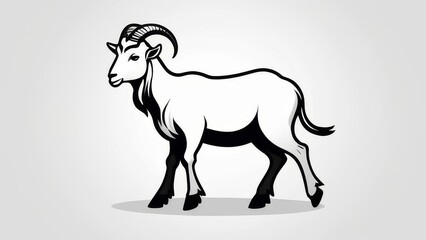 Wall Mural - black and white goat