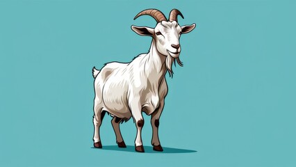 Wall Mural - wild goat on a white