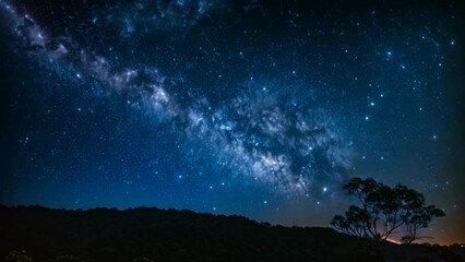 Wall Mural - clear night sky displaying numerous stars and the luminous band of the milky way, a starry night sky